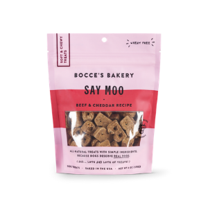 Bocce s Bakery Everyday Soft & Chewy Say Moo Dog Treats, 6 oz Supply